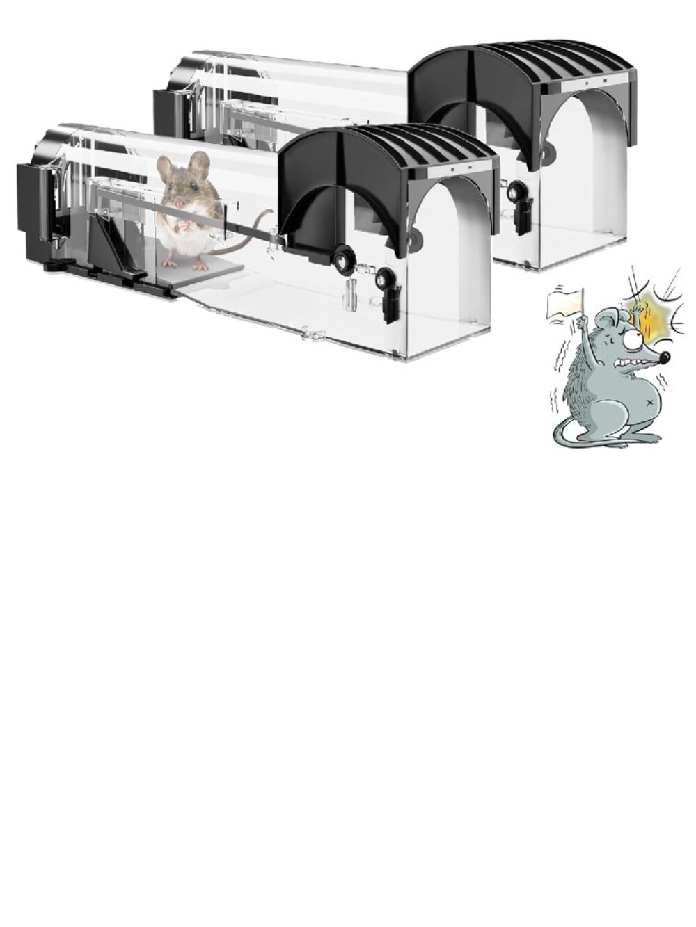 Humane Mouse Trap, 2-Pack 12.2 Inches Enlarged No Kill Rat Traps - Reusable Catc